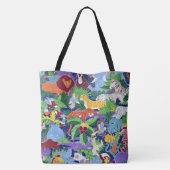 Safari, kleurrijke wilde dieren, tote bag (Achterkant)