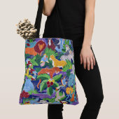 Safari, kleurrijke wilde dieren, tote bag (Dichtbij)