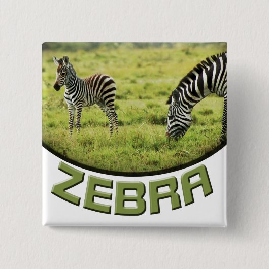 safari-knoppen voor zebra- en zebra-foelagedieren vierkante button 5,1 cm (Voorkant)