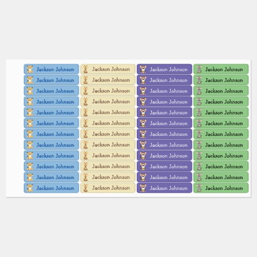 Safari Leeuw Giraffe Aap Zebra Meisjesnaam Labels (Vel)