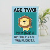 SAFARI LEEUW LEEFTIJD 2 TWEE 2E VERJAARDAGSFEEST KAART (Staand voorkant)