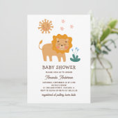 Safari Leeuwen Baby Jongens Baby Shower | Cute Jun Kaart (Staand voorkant)
