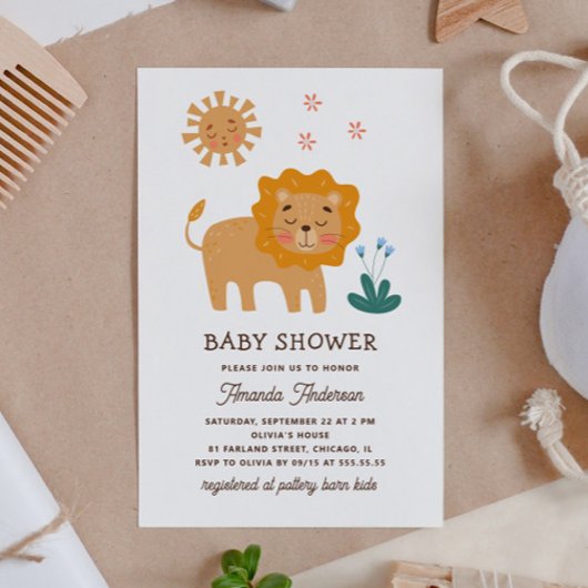 Safari Leeuwen Baby Jongens Baby Shower | Cute Jun Kaart