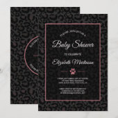 Safari Leopard Black Roze Rose Gold Baby shower Kaart (Voorkant / Achterkant)