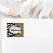 Safari Leopard en Zebra Print Monogram Etiket (Insitu)