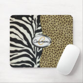 Safari Leopard en Zebra Print Monogram Muismat (Met muis)