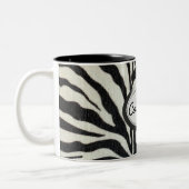 Safari Leopard en Zebra Print Monogram Tweekleurige Koffiemok (Links)