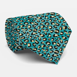 Safari Leopard Print Blauwgroen Rosettes Stropdas