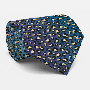 Safari Leopard Print Navy Blue Rosettes Stropdas
