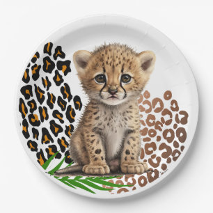 Safari Leopard Verjaardag Wild Een Twee Wild Party Papieren Bordje