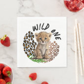 Safari Leopard Verjaardag Wild Een Twee Wild Party Servet (Insitu)