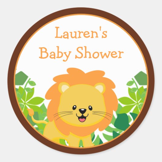Safari Lion Baby shower Favor Stickers (Voorkant)