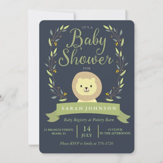 Safari Lion Baby shower Invitation Kaart (Voorkant)