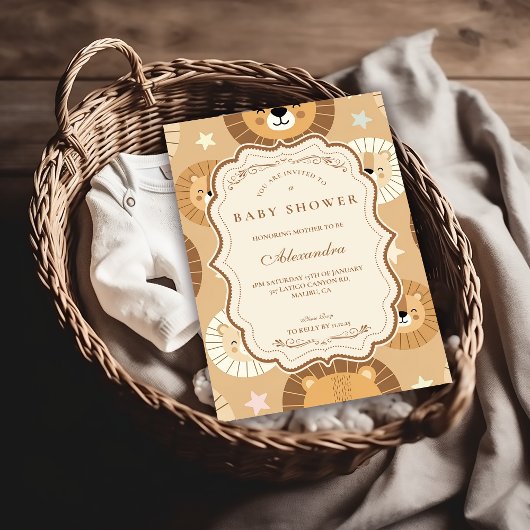Safari Lion Baby Shower Kaart