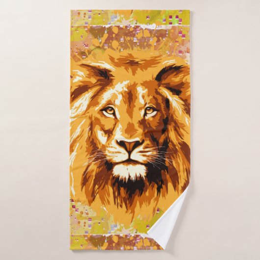 Safari Lion Bath Towel | Colorful Lion Towel Badhanddoek (Badhanddoek)