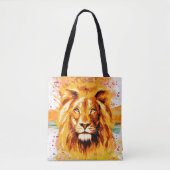 Safari Lion Canvas tas | Colorful Lion Drawing (Voorkant)