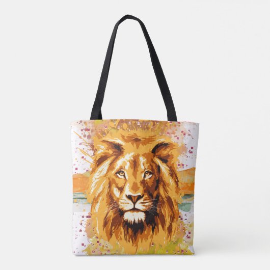 Safari Lion Canvas tas | Colorful Lion Drawing (Achterkant)