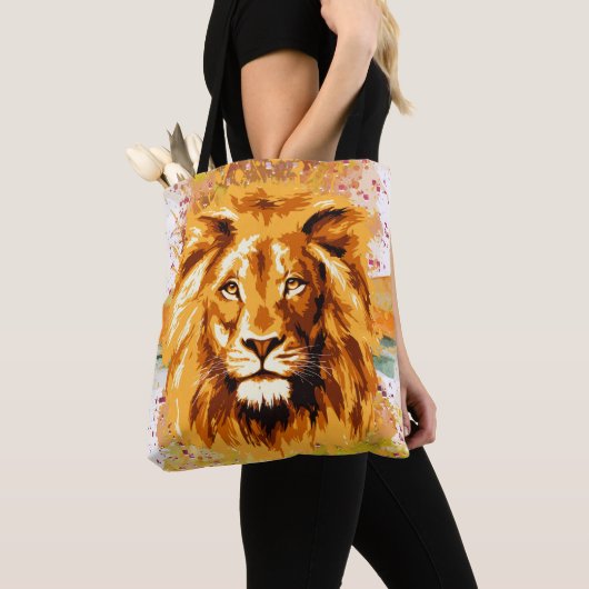 Safari Lion Canvas tas | Colorful Lion Drawing (Dichtbij)