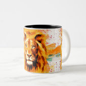 Safari Lion Coffee Mok | Colorful Lion Cup (Voorkant rechts)