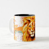 Safari Lion Coffee Mok | Colorful Lion Cup (Voorkant links)