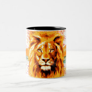 Safari Lion Coffee Mok   Colorful Lion Cup