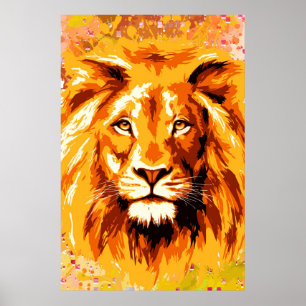 Safari Lion Colorful Lion Poster
