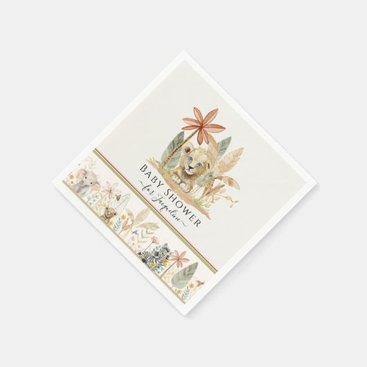 Safari Lion Cub Zebra Giraffe Oerwoud Baby shower Servet (Hoek)