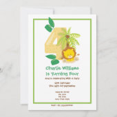 Safari Lion Fourth Birthday Party Kaart (Voorkant)