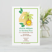 Safari Lion Fourth Birthday Party Kaart (Staand voorkant)