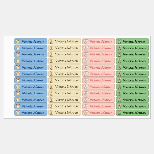 Safari Lion Giraffe Elephant Zebra Girl Name Kinde Labels (Vel)