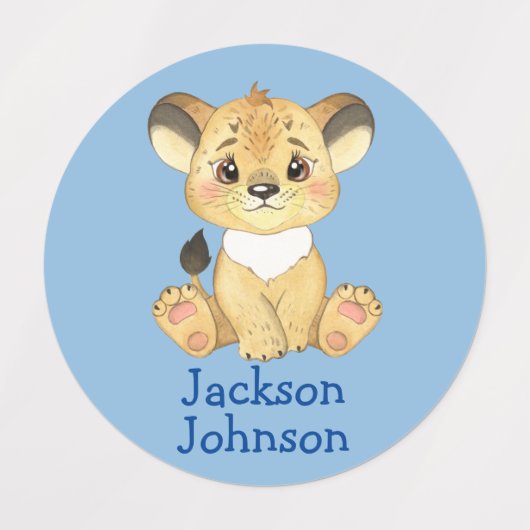 Safari Lion Giraffe Elephant Zebra Monkey Boy Labels (Design 1)