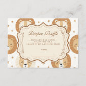 Safari Lion Neutral Baby Shower Diapper Raffle Informatiekaartje (Voorkant)