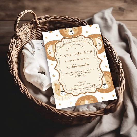 Safari Lion Neutral Baby Shower Kaart