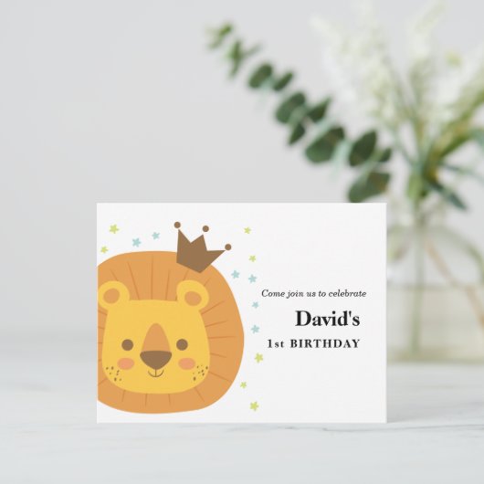 safari lion oerwoud lion , dierenschildering uitnodiging briefkaart (Staand voorkant)