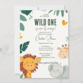 Safari Lion, Olifanten Giraffes Baby shower Kaart (Voorkant)