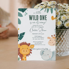 Safari Lion, Olifanten Giraffes Baby shower Kaart