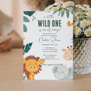 Safari Lion, Olifanten Giraffes Baby shower Kaart