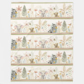 Safari Lion Zebra Elephant Oerwoud Bladerdek Baby  Fleece Deken (Voorkant)