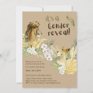 Safari Lions GENDER REVEAL Baby Shower Invitations Kaart
