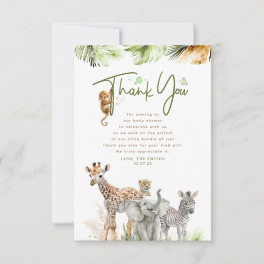 Safari Little Animals Oerwoud Dank u wel Bedankkaart (Voorkant)
