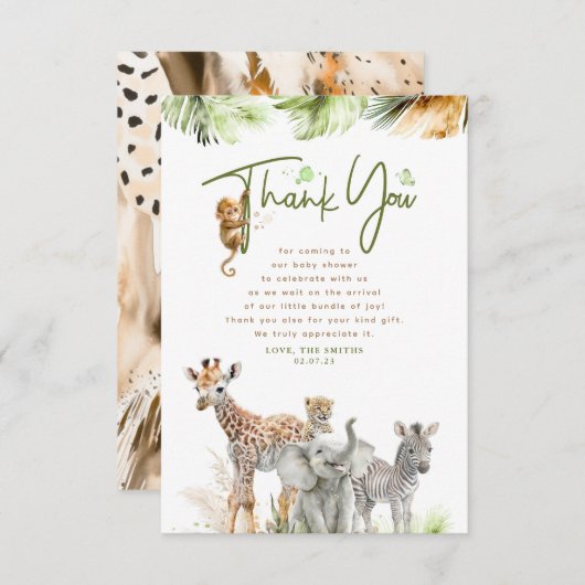Safari Little Animals Oerwoud Dank u wel Bedankkaart (Voorkant / Achterkant)