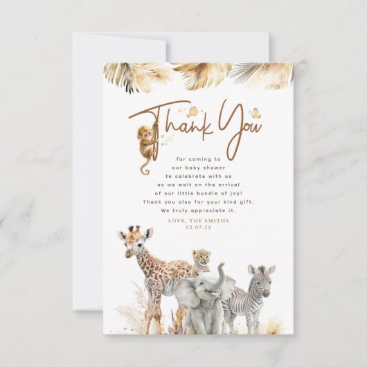 Safari Little Animals Oerwoud Dank u wel Bedankkaart (Voorkant)