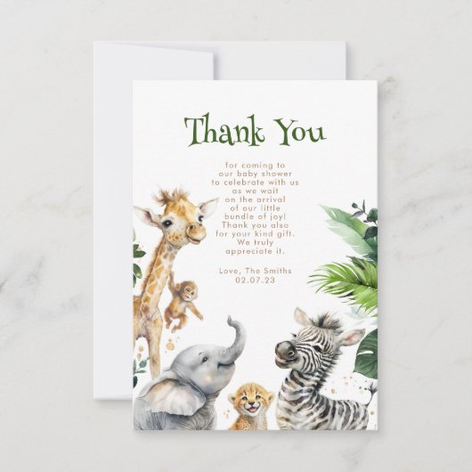 Safari Little Animals Oerwoud Dank u wel Bedankkaart (Voorkant)