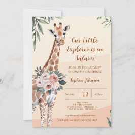 Safari Little Explorer Giraffe Baby shower Kaart
