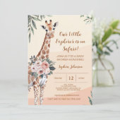 Safari Little Explorer Giraffe Baby shower Kaart (Staand voorkant)
