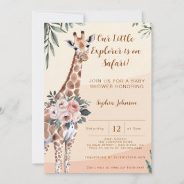 Safari Little Explorer Giraffe Baby shower Kaart