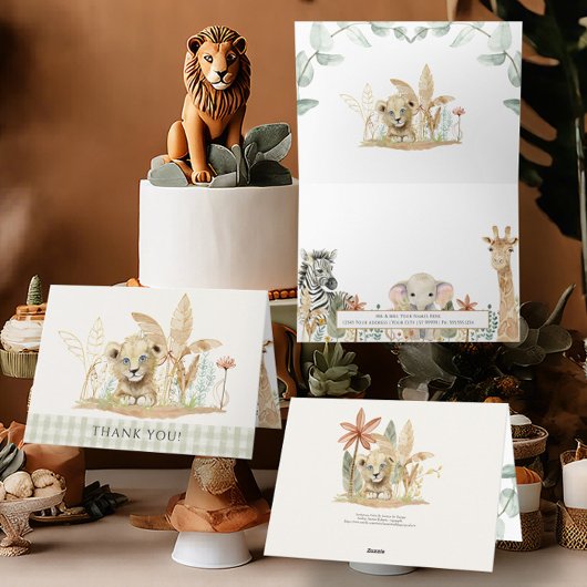 Safari Little King Lion Zebra Giraffe Boy Shower Kaart