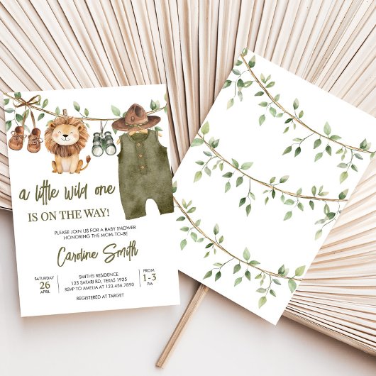 Safari Little Wild One Babykleding Baby shower Kaart