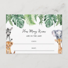 Safari Little Wild One Hoeveel kussen Baby shower Informatiekaartje