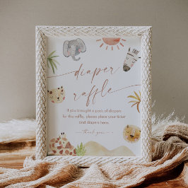 SAFARI Luier Raffle Baby shower Spel Sign Poster